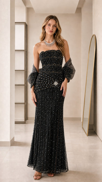 Black variant of the embellished evening gown