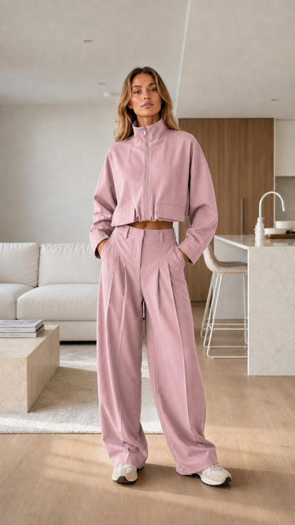 Front view of pink matching set
