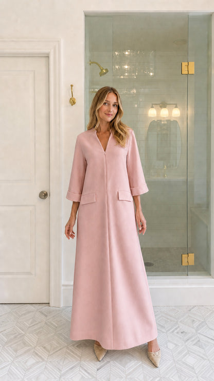 Model wearing Pink V-Neck Maxi Dress