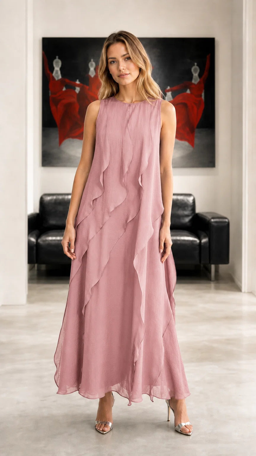 Full length view of dusty rose color variant