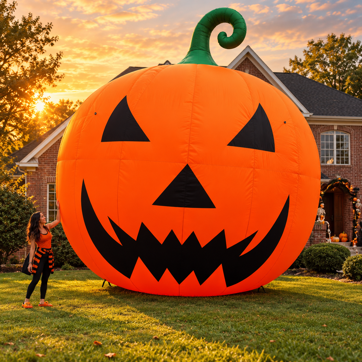 🎃 Giant 19.7FT Inflatable Jack-O’-Lantern 👻 – Oversized Halloween Yard Decoration