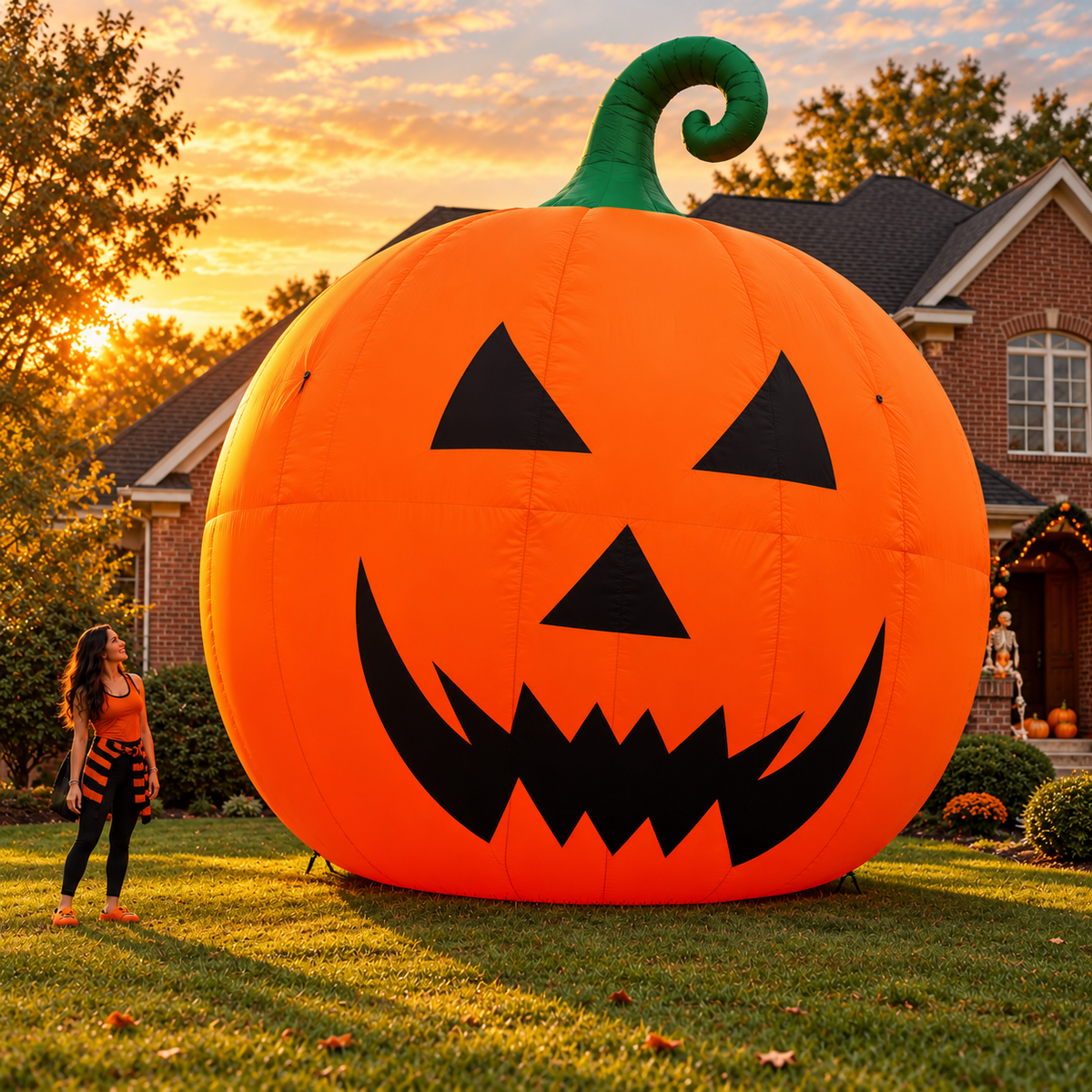 🎃 Giant 19.7FT Inflatable Jack-O’-Lantern 👻 – Oversized Halloween Yard Decoration